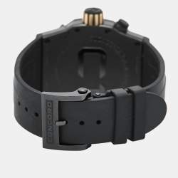 Concord Black 18k Rose Gold PVD Coated Stainless Steel Rubber C1 World Timer 01.6.78.1016 Men's Wristwatch 48 mm 