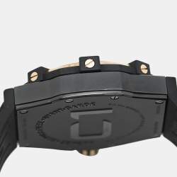 Concord Black 18k Rose Gold PVD Coated Stainless Steel Rubber C1 World Timer 01.6.78.1016 Men's Wristwatch 48 mm 