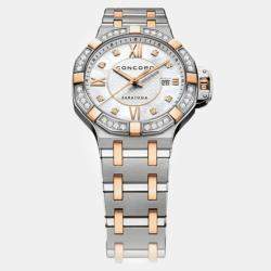 Concord White MOP 18K Rose Gold Stainless Steel Saratoga 0320433 Quartz Women's Wristwatch 31 mm