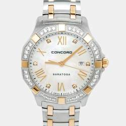 مملوكة مسبقًا Concord Saratoga 0320169 Mother of Pearl Dial Stainless Steel Rose Gold CVC Diamond Women's Wristwatch 31 mm