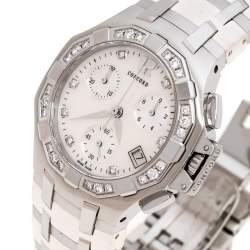 Pre Owned Concord White Mother of Pearl Stainless Steel Diamonds Saratoga 14.H1.1881S Women's Wristwatch 33 mm