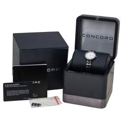 Pre Owned Concord White Mother Of Pearl Two-Tone Stainless Steel Diamond Saratoga CC.02.3.36.1091S Women's Wristwatch 31 mm