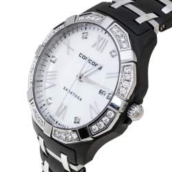 Pre Owned Concord White Mother Of Pearl Two-Tone Stainless Steel Diamond Saratoga CC.02.3.36.1091S Women's Wristwatch 31 mm