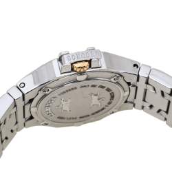Pre Owned Concord Silver White 18K Rose Gold Stainless Steel Diamond Saratoga 24.E1.1855 Women's Wristwatch 28 mm