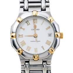 Pre Owned Concord White Two-Tone Stainless Steel Saratoga 115.73.287.G Women's Wristwatch 23 mm