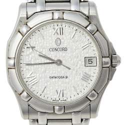 مملوكة مسبقًا Concord Silver Stainless Steel Saratoga SL 14-C2-230 Unisex Wristwatch 34 mm