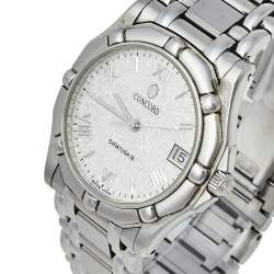 مملوكة مسبقًا Concord Silver Stainless Steel Saratoga SL 14-C2-230 Unisex Wristwatch 34 mm