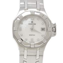 Pre Owned ساعة يد نسائية كونكورد ساراتوغا 14.E1.1855  ستانلس ستيل وألماس وصدف 28 مم 