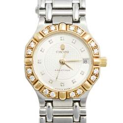 Concord Champagne 18K Yellow Gold Stainless Steel Diamond Saratoga 15.73.287/1 Women's Wristwatch 23 mm