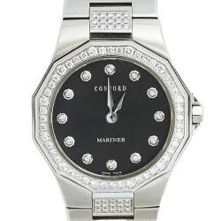 Concord Black Stainless Steel Diamond Mariner 14.E3.1840.1 S Women's Wristwatch 26 mm