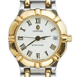 Concord White 18k Yellow Gold Stainless Steel Saratoga 15.73.287/1 Women's Wristwatch 23 mm