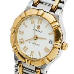 Concord White 18k Yellow Gold Stainless Steel Saratoga 15.73.287/1 Women's Wristwatch 23 mm