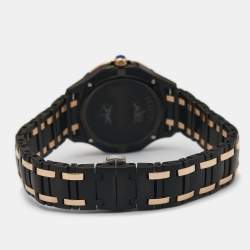 Pre Owned Concord Black Diamond 18k Rose Gold PVD Coated Stainless Steel Saratoga 02.3.68.1117S Women's Wristwatch 31 mm