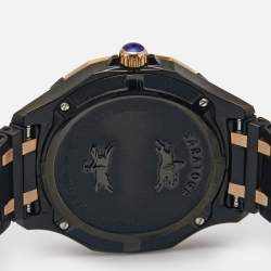 Pre Owned Concord Black Diamond 18k Rose Gold PVD Coated Stainless Steel Saratoga 02.3.68.1117S Women's Wristwatch 31 mm