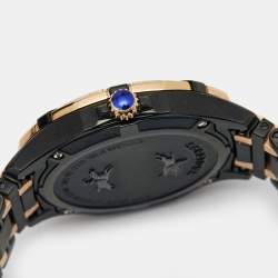 Pre Owned Concord Black Diamond 18k Rose Gold PVD Coated Stainless Steel Saratoga 02.3.68.1117S Women's Wristwatch 31 mm