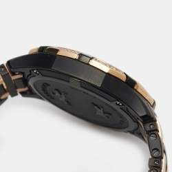 Pre Owned Concord Black Diamond 18k Rose Gold PVD Coated Stainless Steel Saratoga 02.3.68.1117S Women's Wristwatch 31 mm
