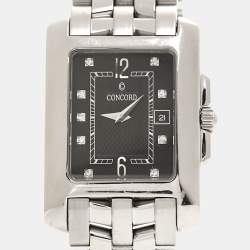 Concord Black Stainless Steel Diamond Sportivo 14.36.622.1 Women's Wristwatch 26 mm
