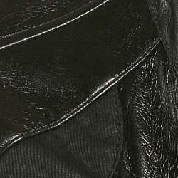 Coperni Black Faux Leather Cut-Out Cropped Biker Jacket S 