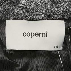 Coperni Black Faux Leather Cut-Out Cropped Biker Jacket S 