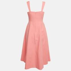 Pre Owned Copurs Pink Linen Blend Flared Felicia Midi Dress S