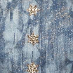 Pre Owned Copurs Blue Tencel Belt Detail Crop Top M