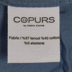 Pre Owned Copurs Blue Tencel Belt Detail Crop Top M