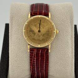 Pre Owned Corum $5 Gold Eagle-Liberty Coin Watch Automatic Gold 18k Yellow Gold Unisex Wristwatch 24 mm