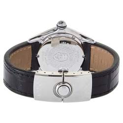 Corum White Stainless Steel & Leather Diamond Bubble 39.250.20 Women's Wristwatch 36 mm