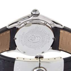 Corum White Stainless Steel & Leather Diamond Bubble 39.250.20 Women's Wristwatch 36 mm