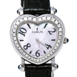 Corum Mother of Pearl Stainless Steel Diamonds Heart Beat 24.183.47 Women's Wristwatch 29.50 mm