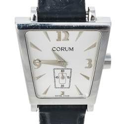 Corum Silver Stainless Steel Leather Trapeze 105.404.20 Women's Wristwatch 29 mm