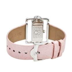 Pre Owned Corum Mother of Pearl Stainless Steel Crocodile Leather Diamond Horizontal 130.330.47 Women's Wristwatch 24 mm