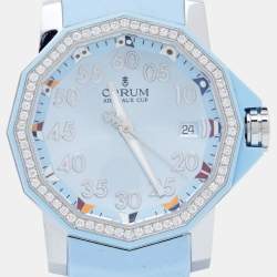 Corum Blue Stainless Steel Diamond Rubber Admiral's Cup 082-953-47-F381-BC32 Women's Wristwatch 40 mm
