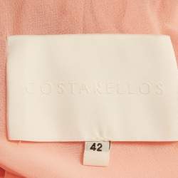 Pre Owned Costarellos Light Pink Chiffon & Lace Maxi Dress L