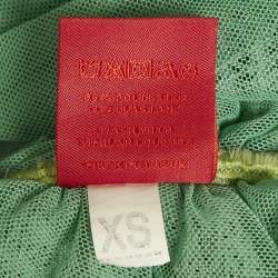 Pre Owned فستان كو كو أخضر مزخرف محبوك مجمع غير متماثل بدون حمالات مقاس صغير جداً (اكس سمول)