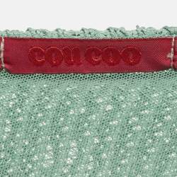 Pre Owned فستان كو كو أخضر مزخرف محبوك مجمع غير متماثل بدون حمالات مقاس صغير جداً (اكس سمول)