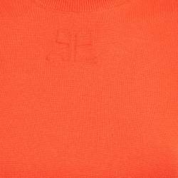 Pre Owned فستان لوغو كوريج برتقالي منقوش على شكل حرف A مقاس صغير (سمول)