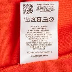 Pre Owned فستان لوغو كوريج برتقالي منقوش على شكل حرف A مقاس صغير (سمول)