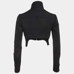 مملوكة مسبقًا Courreges Paris Black Stretch Crepe Suspender Crop Jacket S