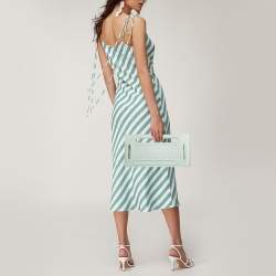 Pre Owned Cult Gaia Mint Green Lizard Embossed Leather Elora Clutch