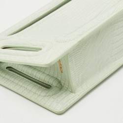 Pre Owned Cult Gaia Mint Green Lizard Embossed Leather Elora Clutch