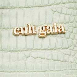 Pre Owned Cult Gaia Mint Green Lizard Embossed Leather Elora Clutch