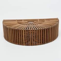 Pre Owned Cult Gaia Brown Bamboo Small Ark Clutch