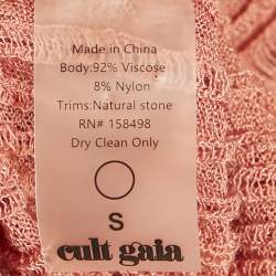 Pre Owned Cult Gaia Pink Lurex Rib Knit Semi Sheer Bodycon Dress S