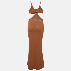 Pre Owned Cult Gaia Brown Knit Cut-Out Detail Sleeveless Maxi Dress M