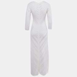 Pre Owned Cult Gaia Cream Patterned Knit Cotton Maxi Dress S