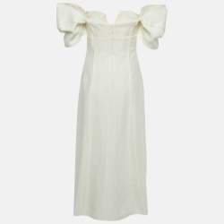 Pre Owned Cult Gaia Off-White Linen Blend Off-Shoulder Muna Long Dress S