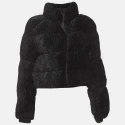 مملوكة مسبقًا Cult Gaia Black Corduroy Bombon Puffer Jacket XS
