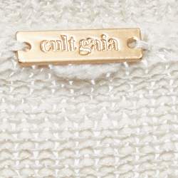 Pre Owned Cult Gaia Beige Knit Bell Sleeve Tie Detail Crop Top M
