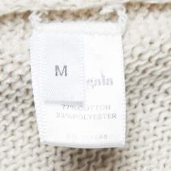 Pre Owned Cult Gaia Beige Knit Bell Sleeve Tie Detail Crop Top M